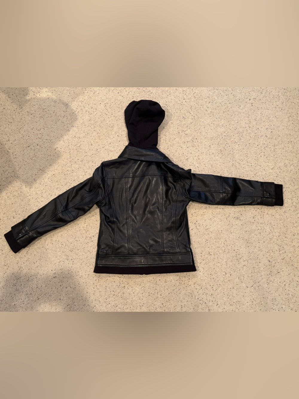 Women’s Quince Black Leather Jacket with Hoodie, XS - Picture 4 of 8
